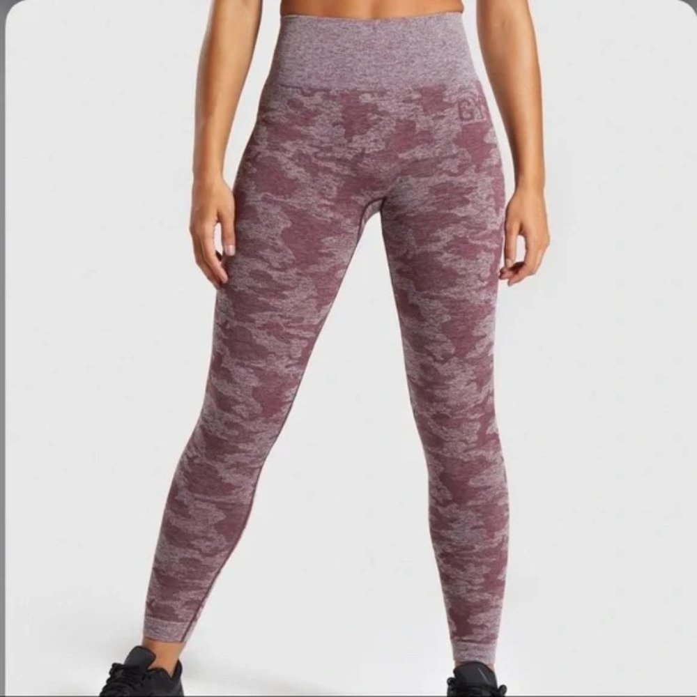 Gymshark Camo Seamless Winter Berry Red Legging S/XS